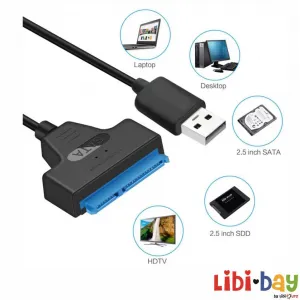 USB 2.0 a sata 22pin adaptador para HDD SSD Disco duro externo convertidor para SSD 2.5 pulg 